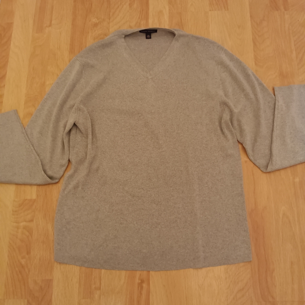 Banana Republic Light Gray V-Neck Sweater Silk Cashmere Men's Size XL